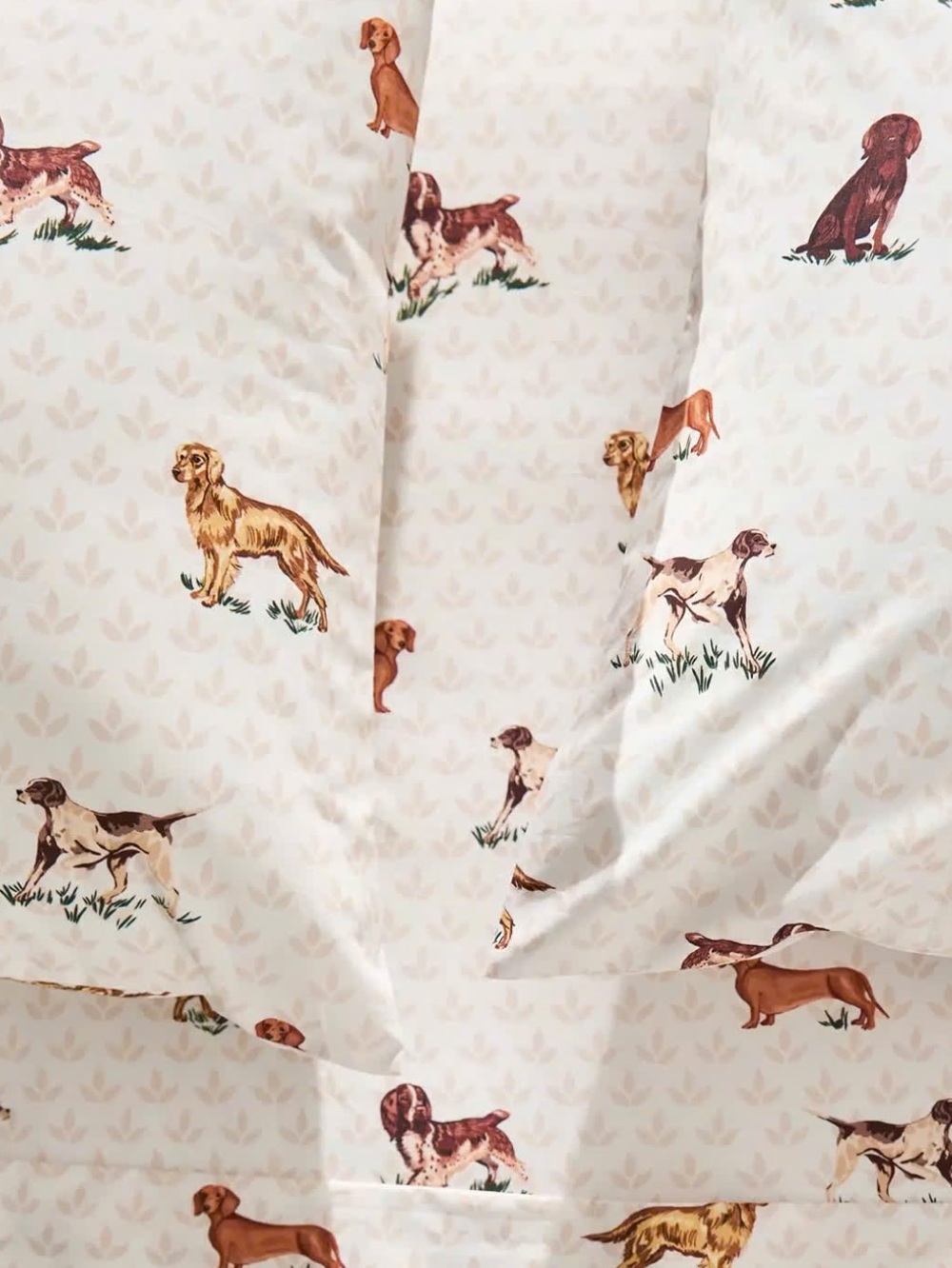 🐾Anthropologie Organic Cotton Pillowcases Percale Queen Standard Set New Dogs